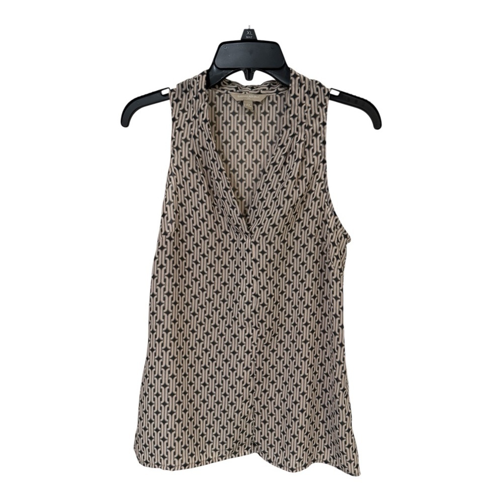 Banana Republic XS Sleeveless Geometric Print Split Neck Blouse